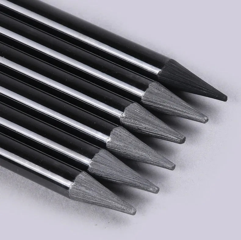 Carbonized pencil suit solid graphite set with six graphite pencils and three carbonized pencils on suction card