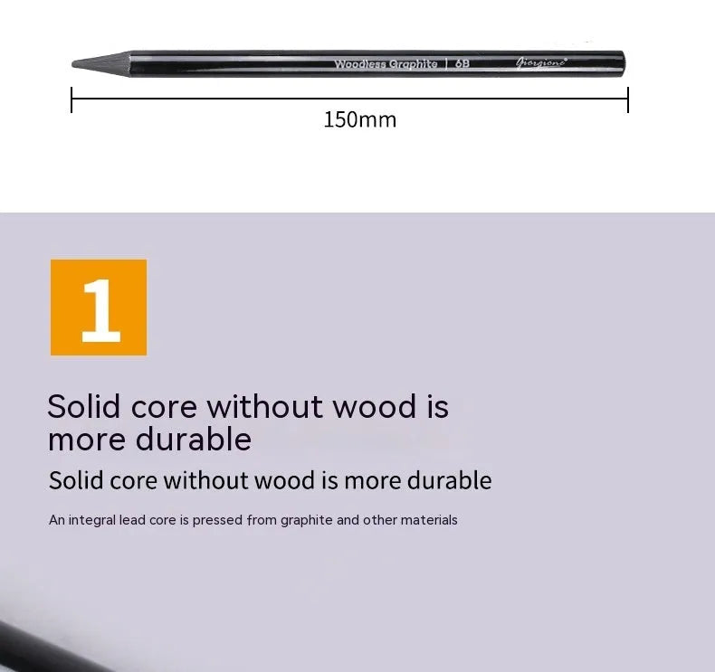 Carbonized pencil suit solid graphite set with six graphite pencils and three carbonized pencils on suction card