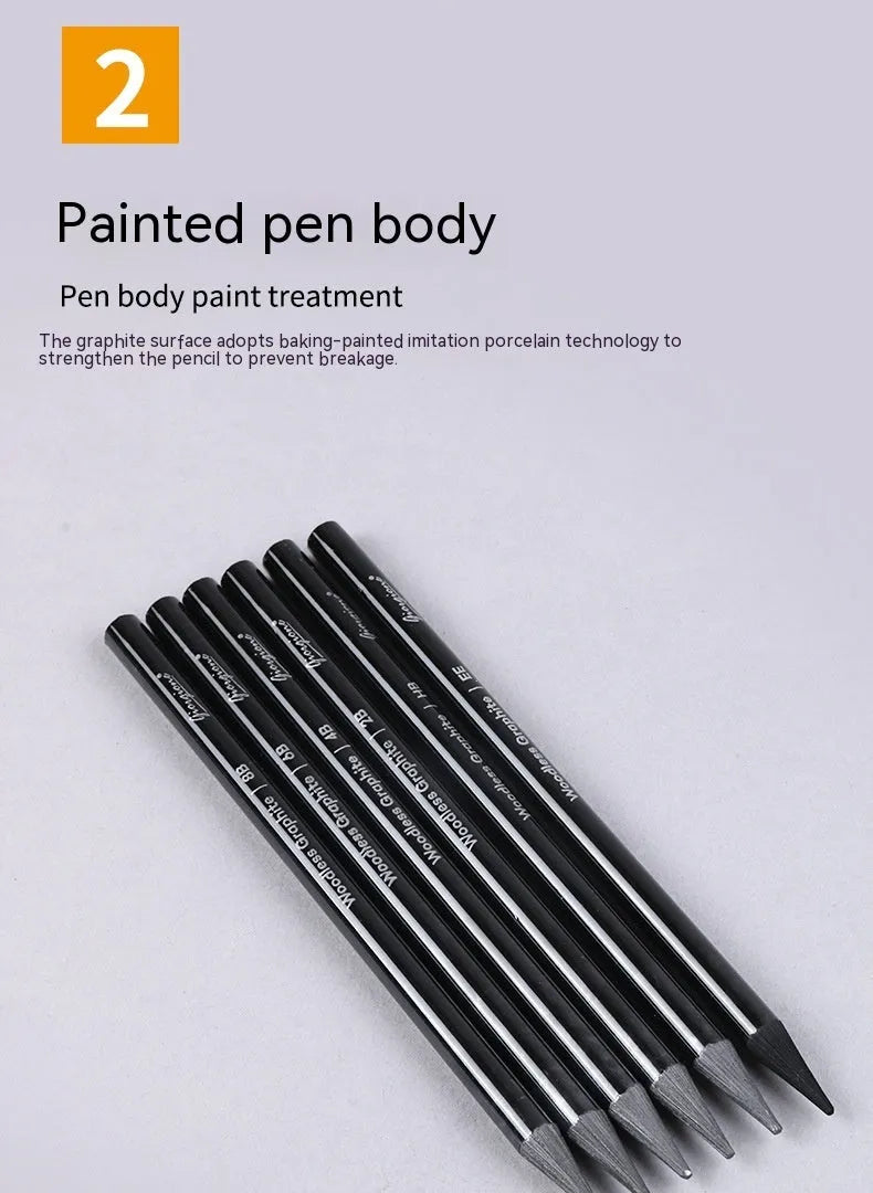 Carbonized pencil suit solid graphite set with six graphite pencils and three carbonized pencils on suction card