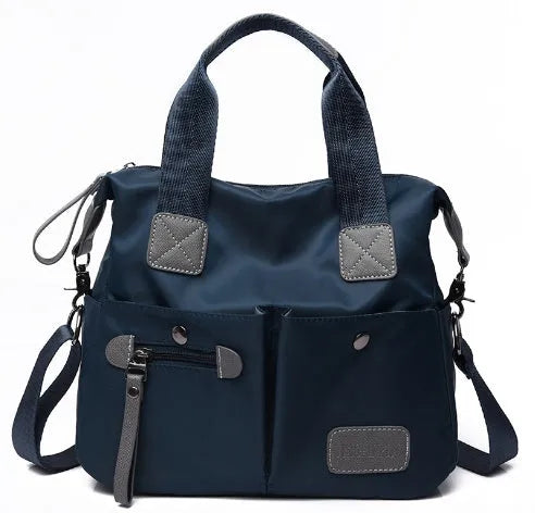 Ladies handbag shoulder bag Oxford fabric three-way carry multiple pockets Black size M