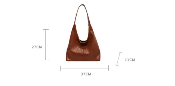 PU leather casual shoulder bag with outer sandwich pockets in street trend style