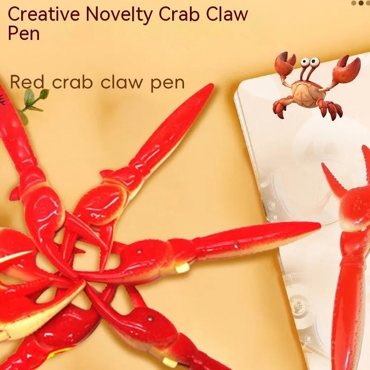 Crab-shaped ballpoint pen showing pressable can clip mechanism on side