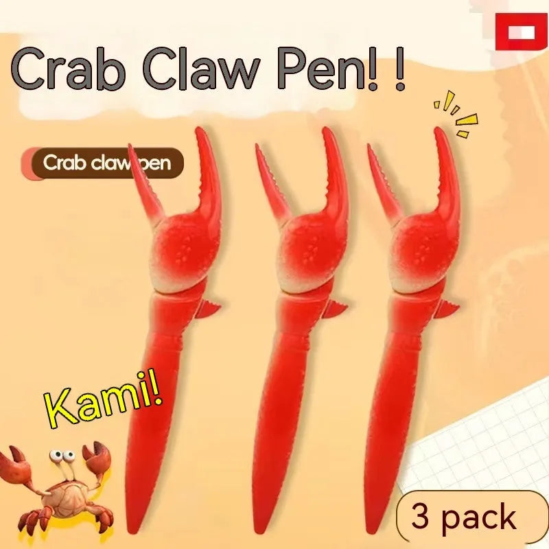 Crab-shaped ballpoint pen showing pressable can clip mechanism on side