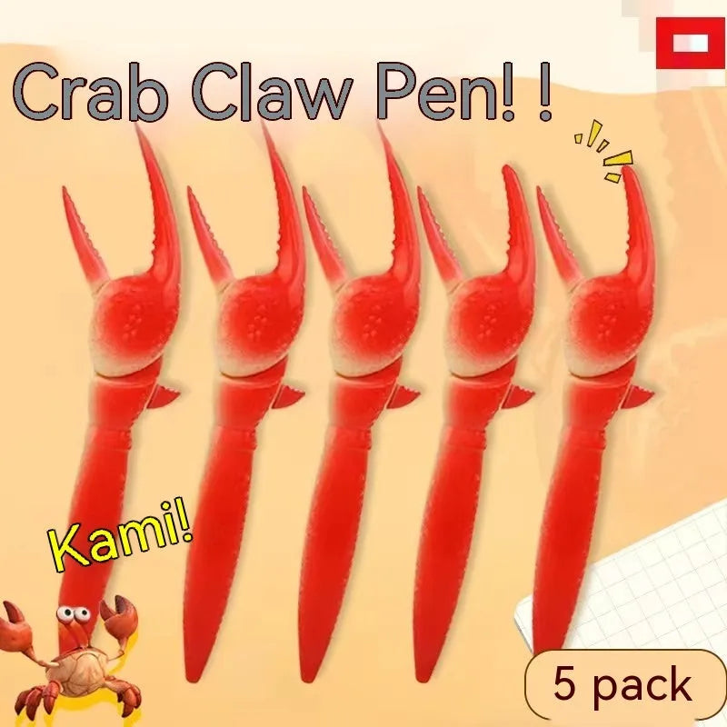 Crab-shaped ballpoint pen showing pressable can clip mechanism on side