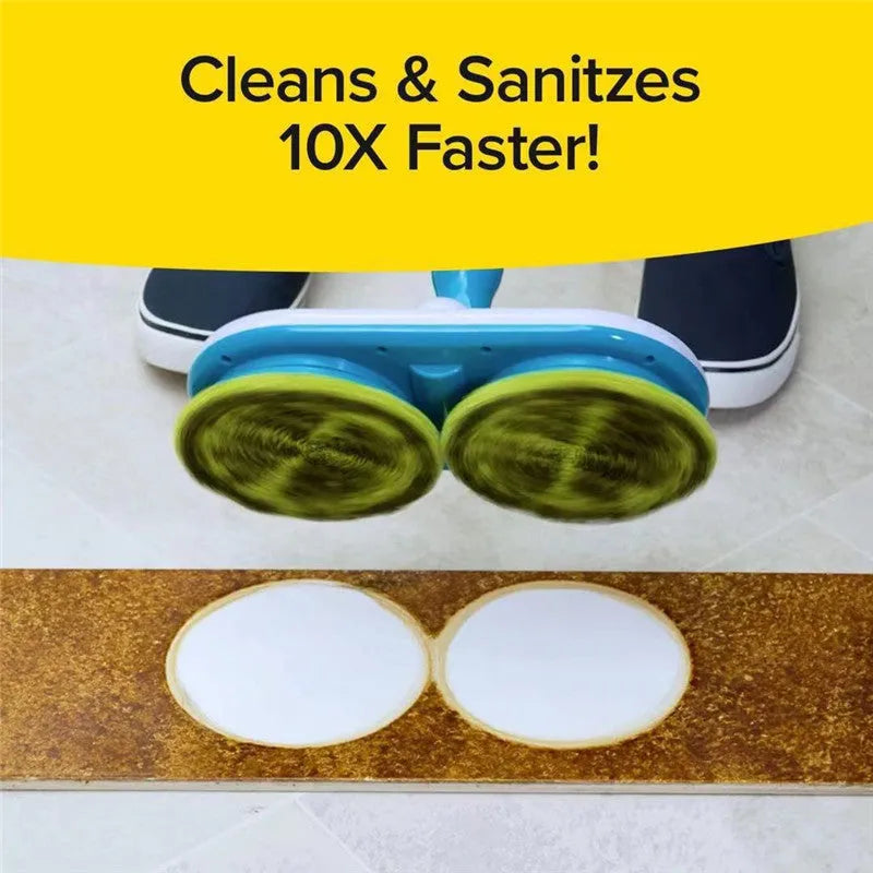 Wireless electric floor mop with USB charging port and multiple cleaning pads including microfiber, scrubbing, and polishing types