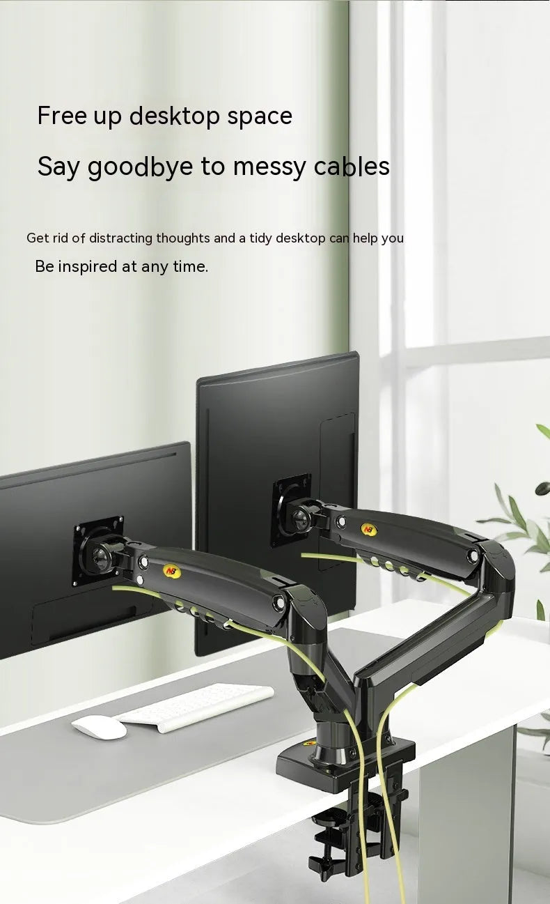 Dual screen monitor mounting bracket with VESA compatibility for 75-100mm patterns and lifting height adjustment