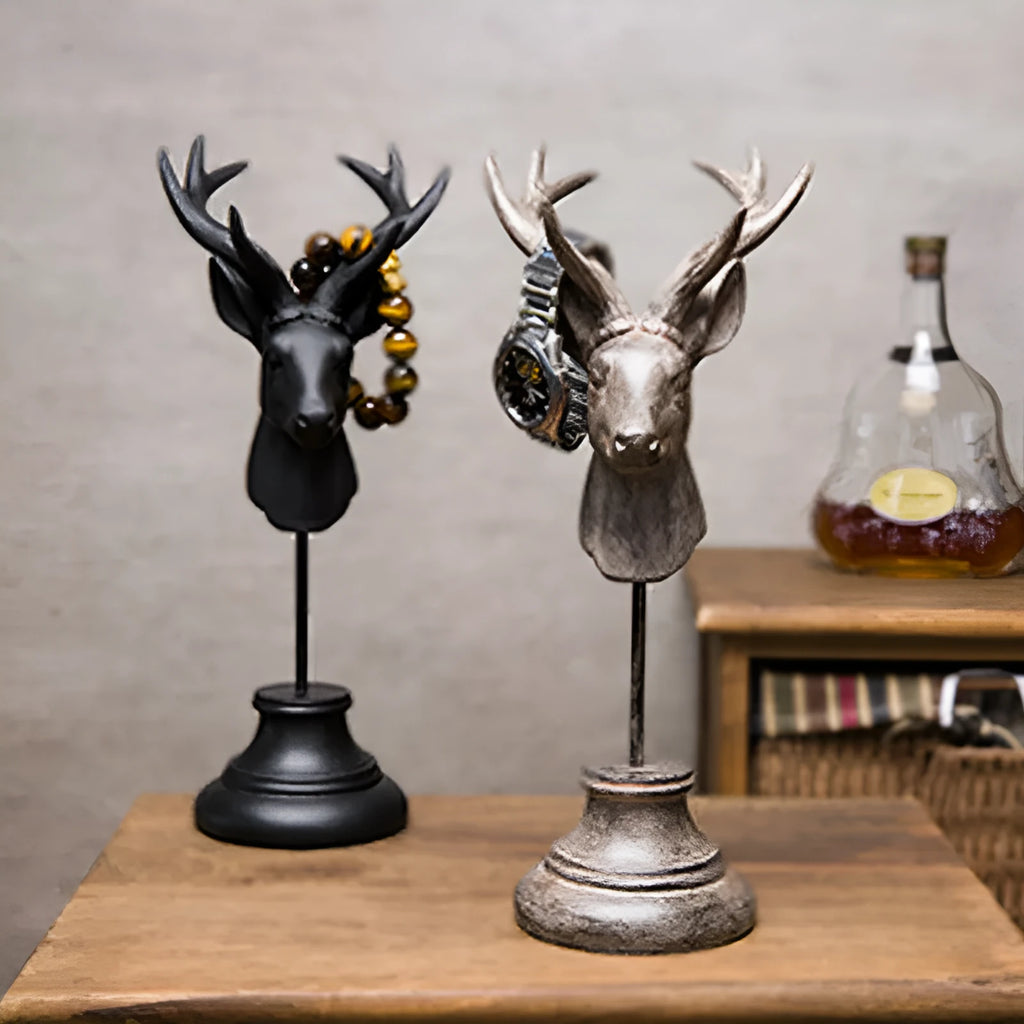 Natural resin animal sculpture decoration in black, white or wood colour, 13x15x32cm dimensions