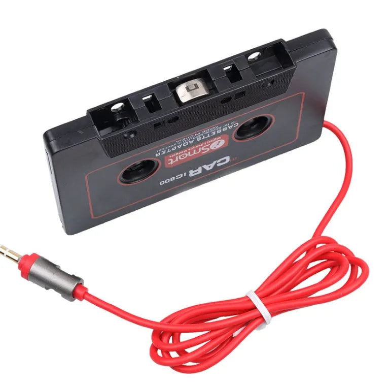 Black car cassette adapter for converting MP3 players and mobile phones to play through cassette decks