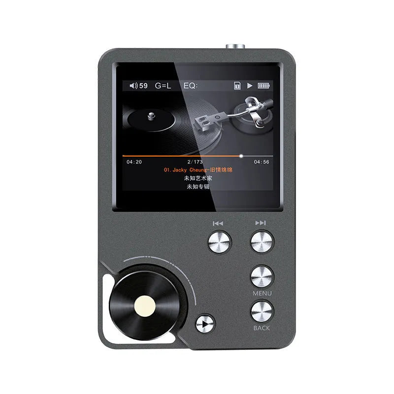 Master HIFI DSD256 lossless music player Silver Grey with push-button controls and 2-inch screen