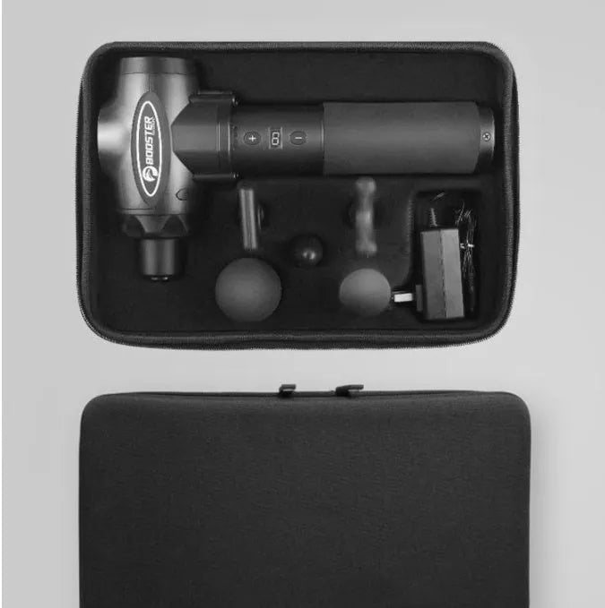 Black and white muscle relaxation massager with adjustable speed control and lithium battery
