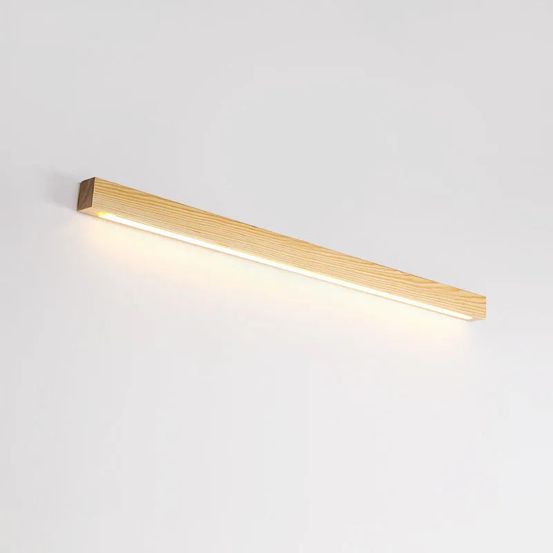 Walnut colour wood and acrylic log strip LED wall lamp in modern minimalist design