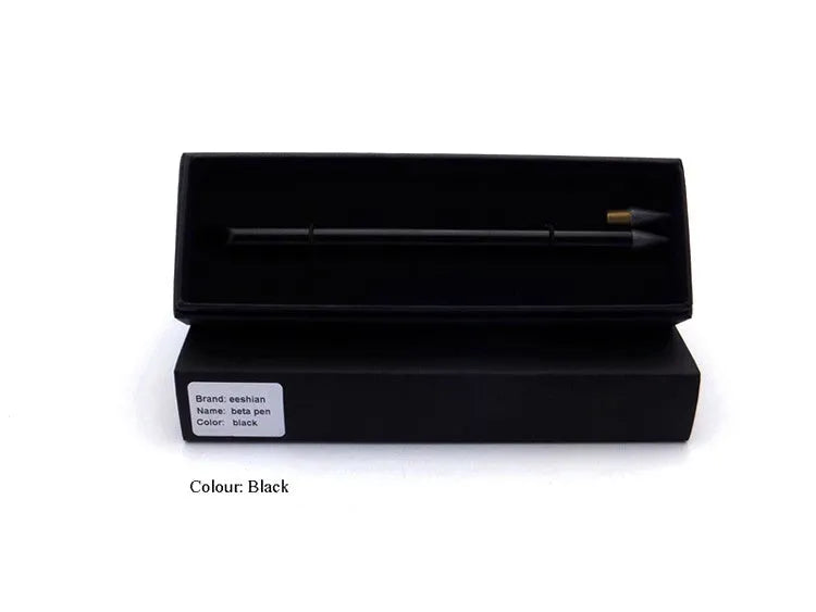 Inkless metal pen with special alloy steel nib in 0.5mm line width, shown in multiple colour options