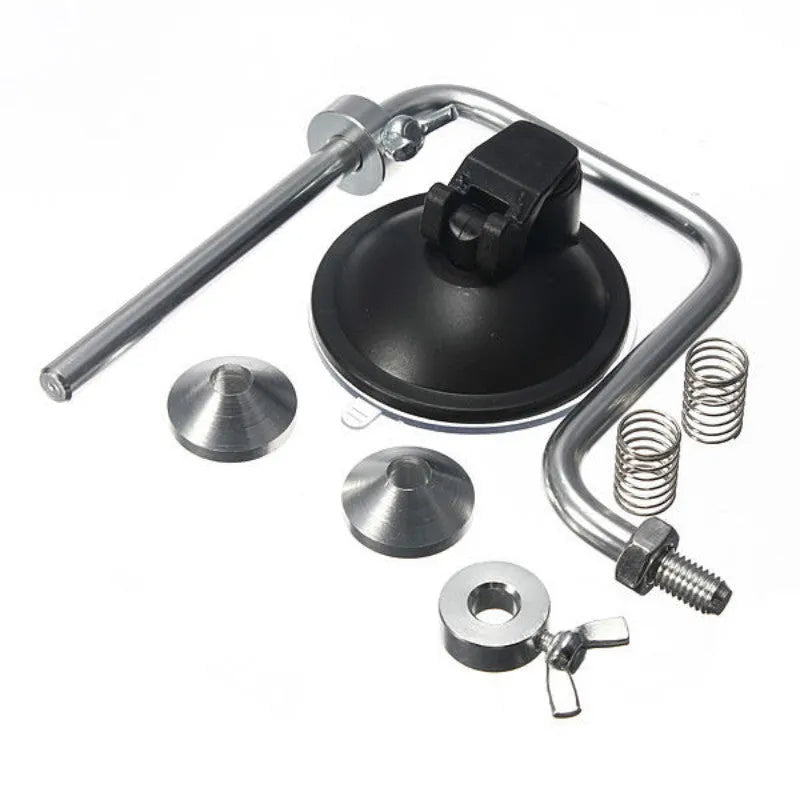 Silver aluminium fishing reel winder line spooler with adjustable tension and suction cup base