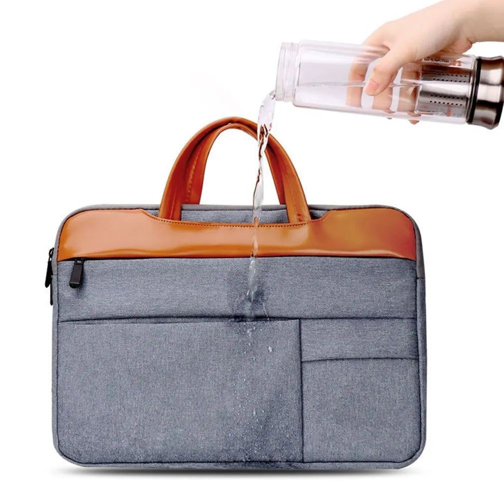 Grey official document liner laptop bag with nylon exterior and zipper closure for 15-inch devices