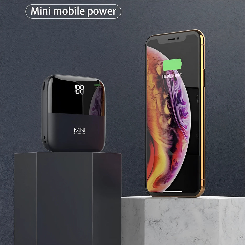 Android 10000mAh portable power bank with digital display and dual USB charging ports