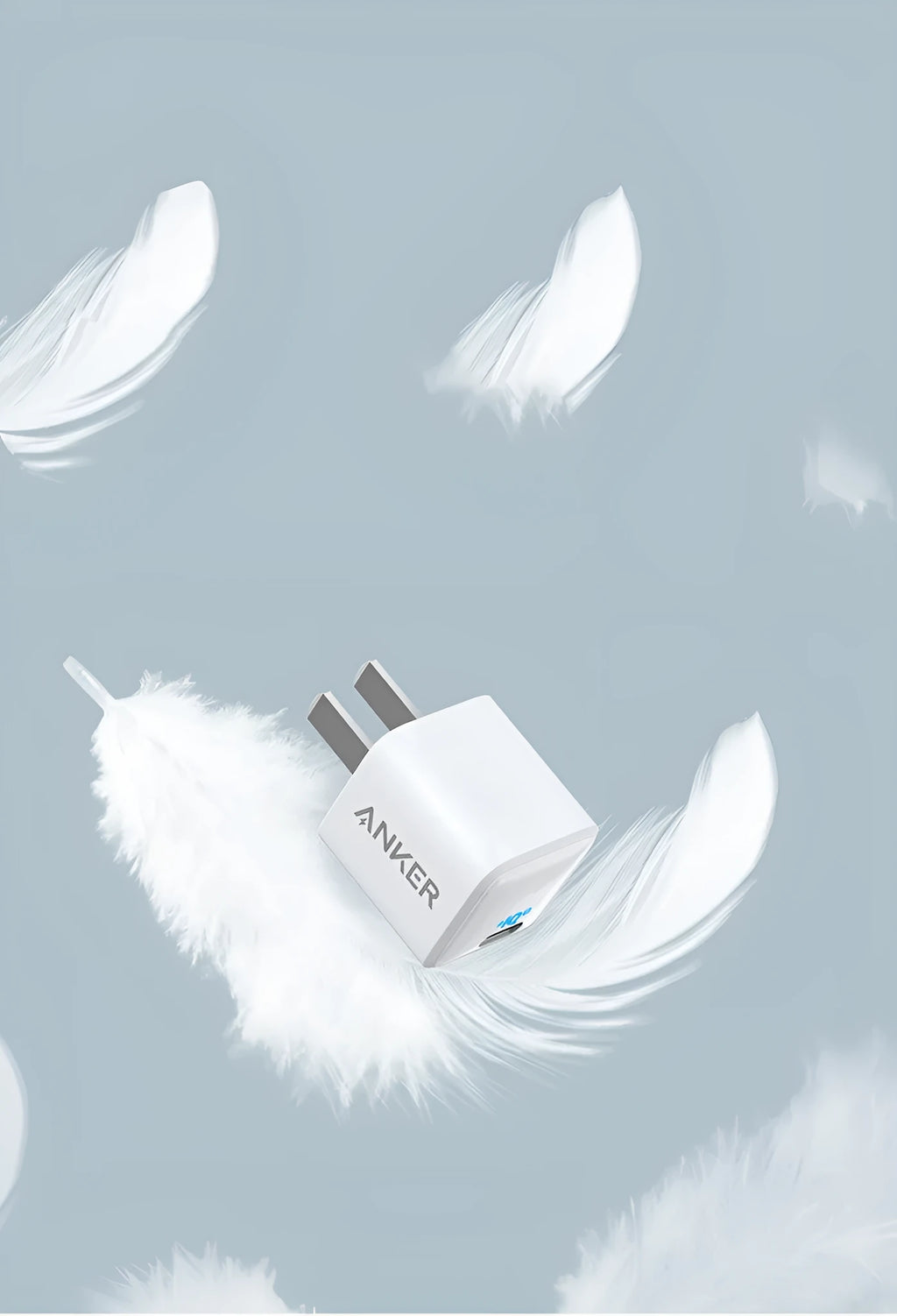 White 18W travel USB charger for mobile phones with fast charging capability