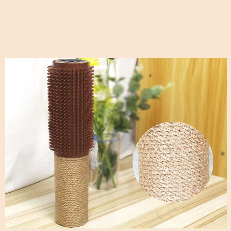 Brown sisal scratching post for cats measuring 30cm length with compact rectangular design