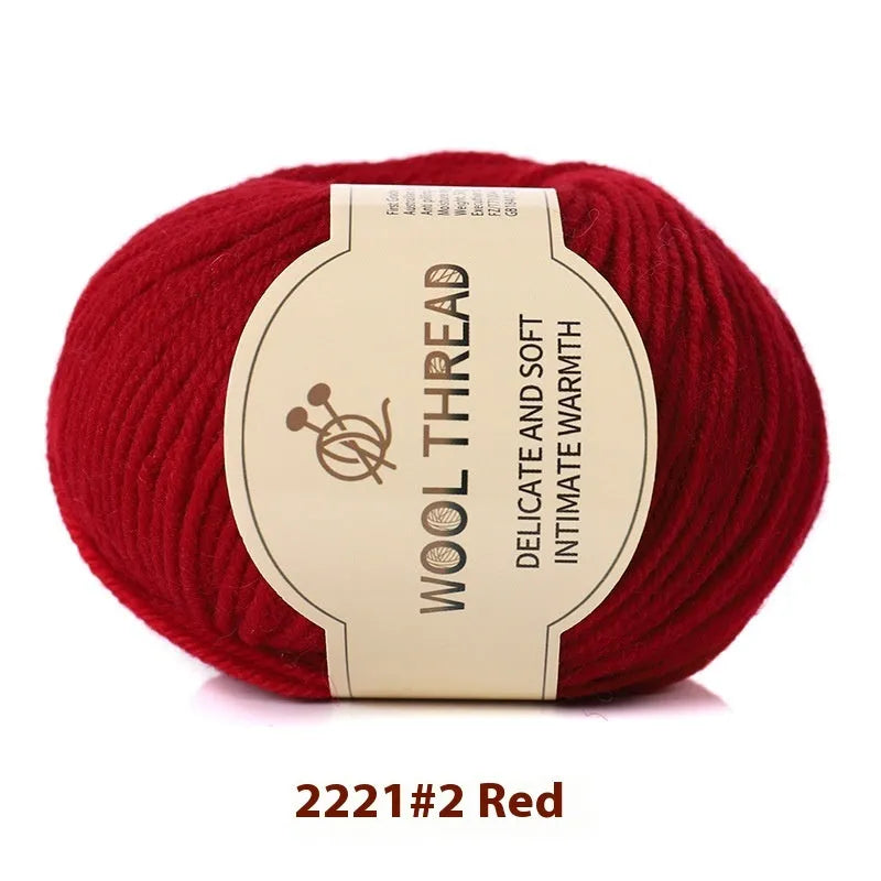 Roll of domestic wool knitting yarn for 10 needles in various colours including green, red, and blue