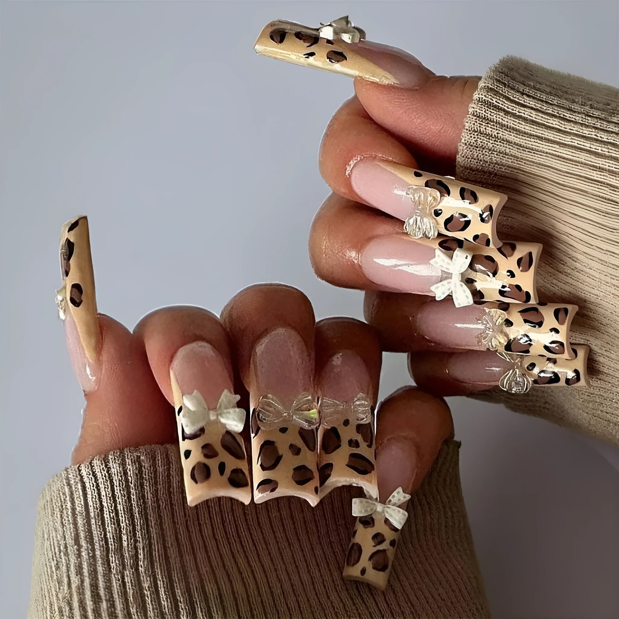 Leopard print butterfly nail art pieces for manicure decorations in WM296 colour