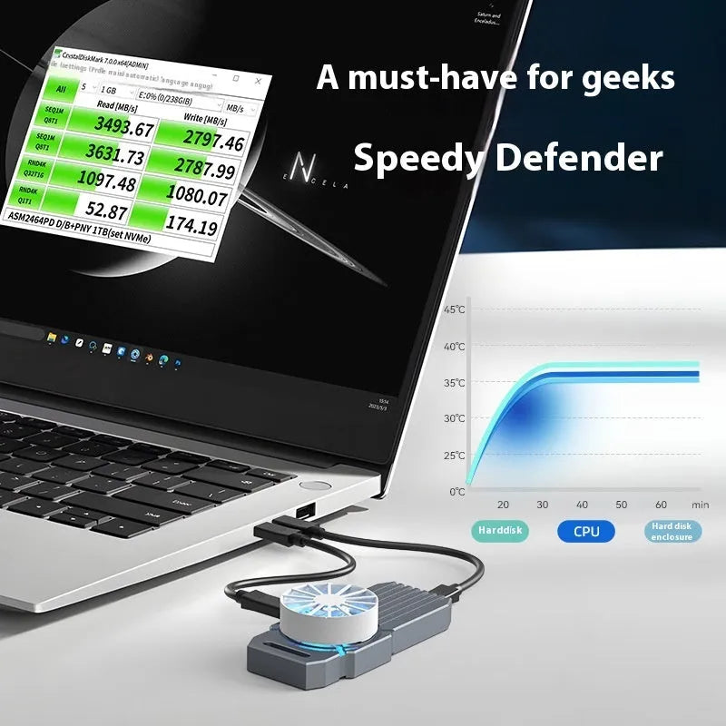 USB4 hard disk enclosure in aluminium alloy housing for NVMe M.2 solid-state drives