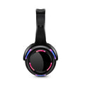 Black silent disco wireless headphones with 40mm drivers and 3.5mm plug for party use