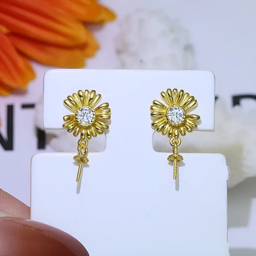Baroque floral design sterling silver earrings with matching ring holder in gold and silver colour options