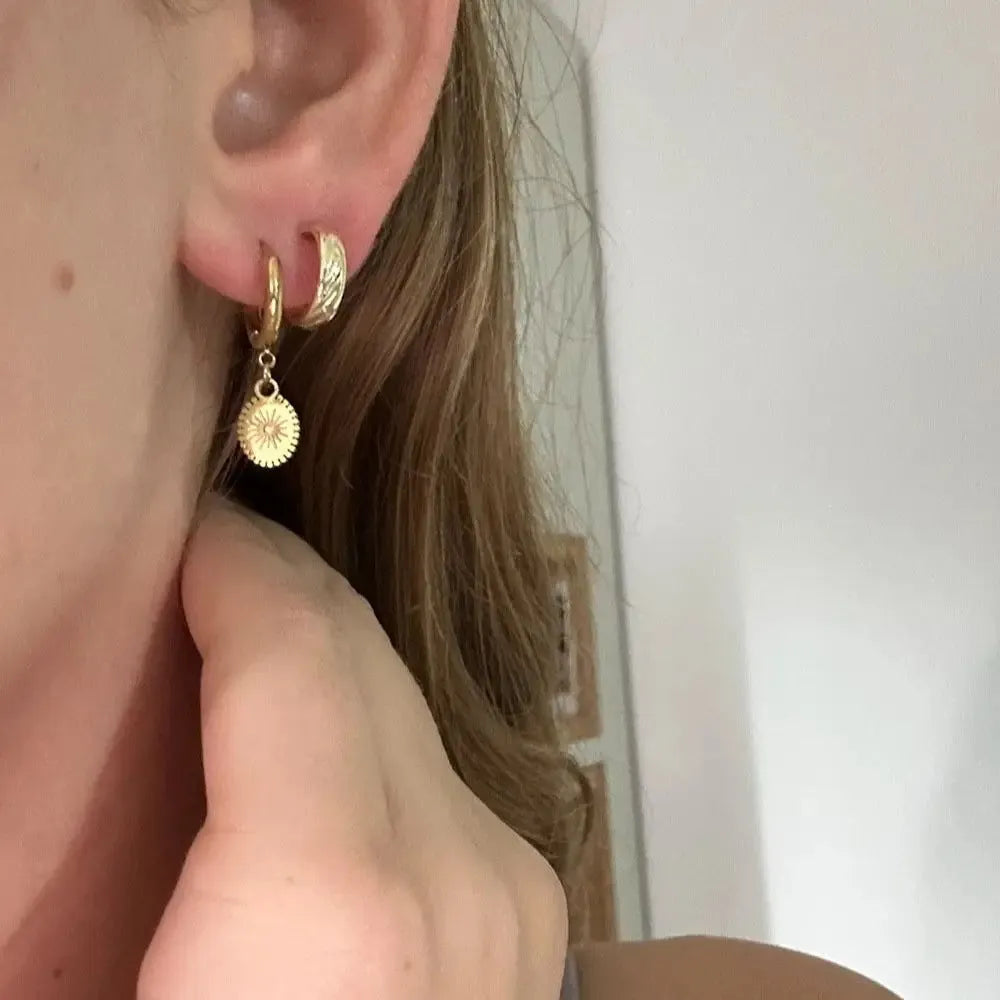Women's stainless steel geometric earrings with ellipse design and ear button fastening in colour XY-EH005