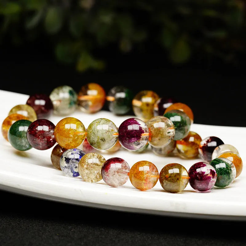 Crystal ball bracelet with colourful ghost cornucopia design and 10mm beads