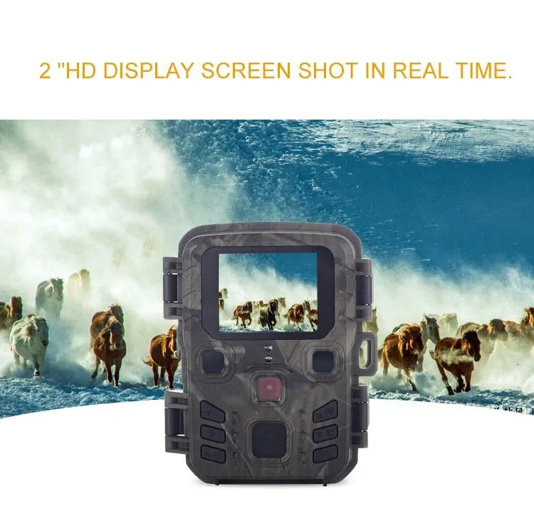 Black infrared night vision monitoring device with TF card slot and 12 megapixel sensor