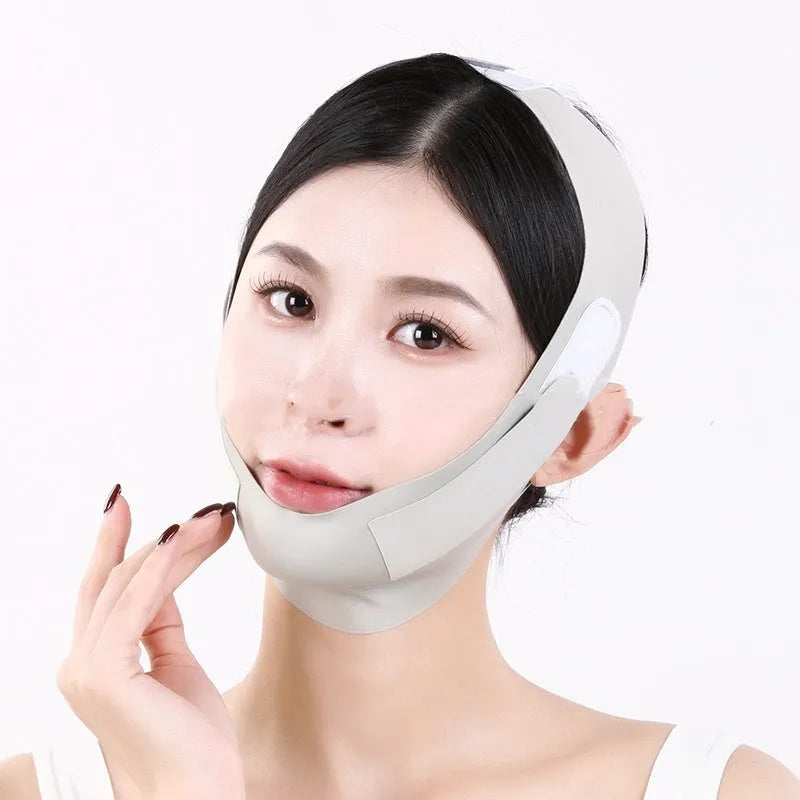 Small V face shaping mask with lifting bandage in purple or green graphene fabric