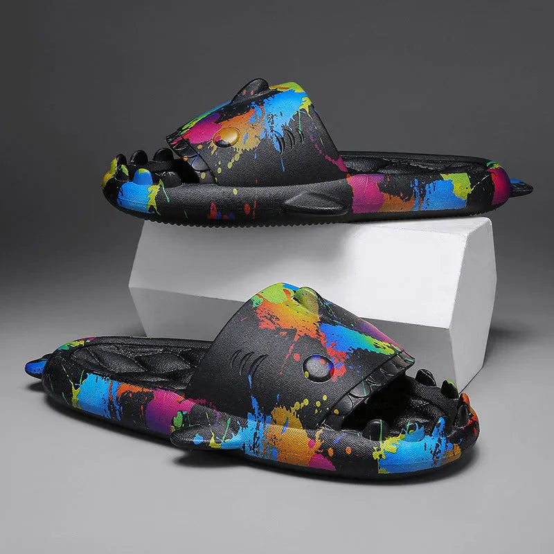 Shark design EVA home slippers open toe casual style available sizes 36-45
