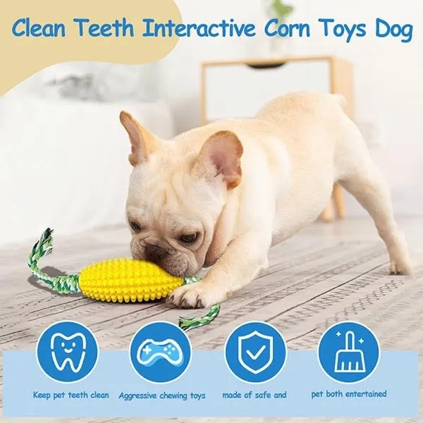 Interactive dog toothbrush toy in corn shape, TPR material, Green colour, for cleaning teeth
