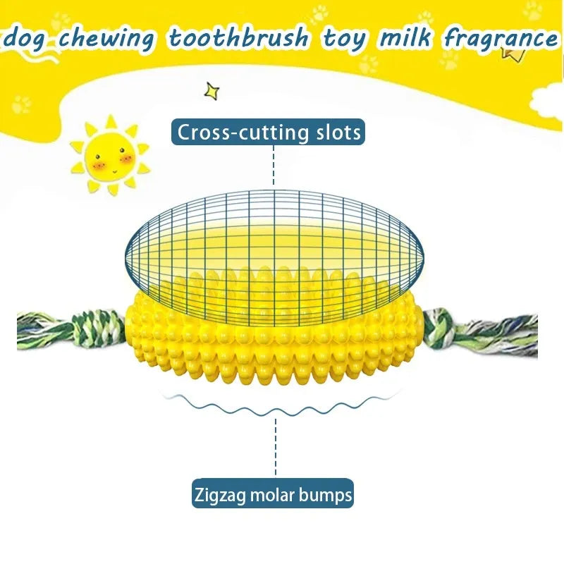 Interactive dog toothbrush toy in corn shape, TPR material, Green colour, for cleaning teeth