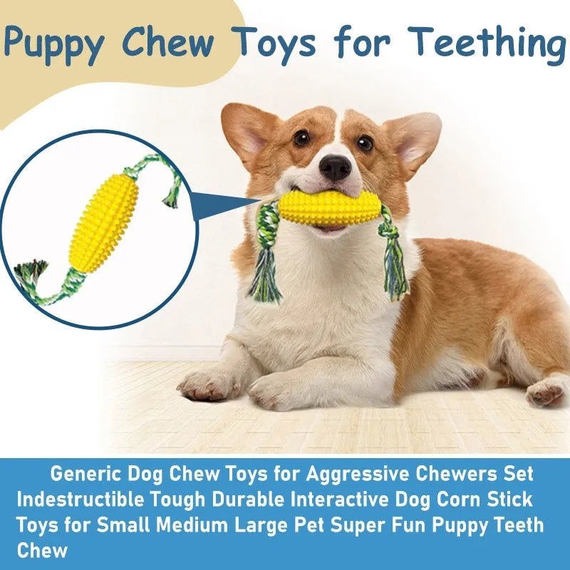 Interactive dog toothbrush toy in corn shape, TPR material, Green colour, for cleaning teeth