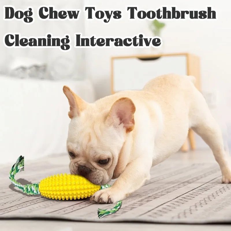 Interactive dog toothbrush toy in corn shape, TPR material, Green colour, for cleaning teeth
