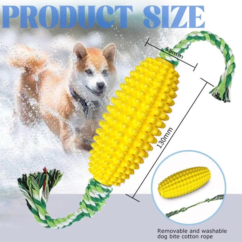 Interactive dog toothbrush toy in corn shape, TPR material, Green colour, for cleaning teeth