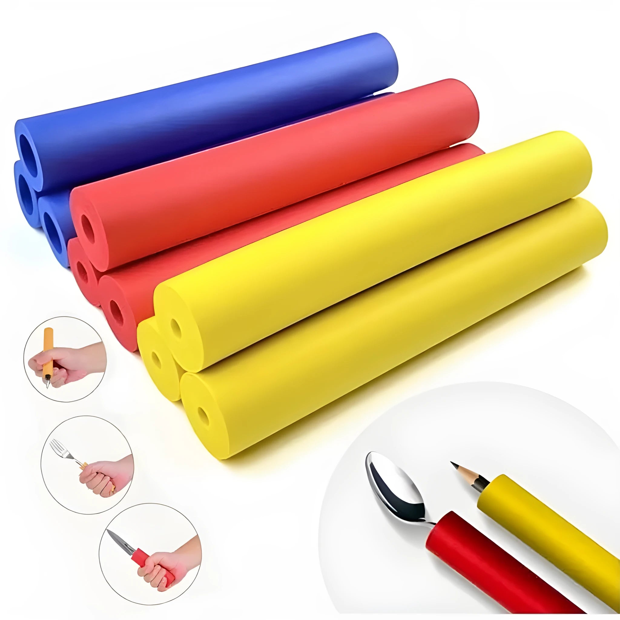 Rubber auxiliary grip hose for tableware and pen tools showing inner diameter options