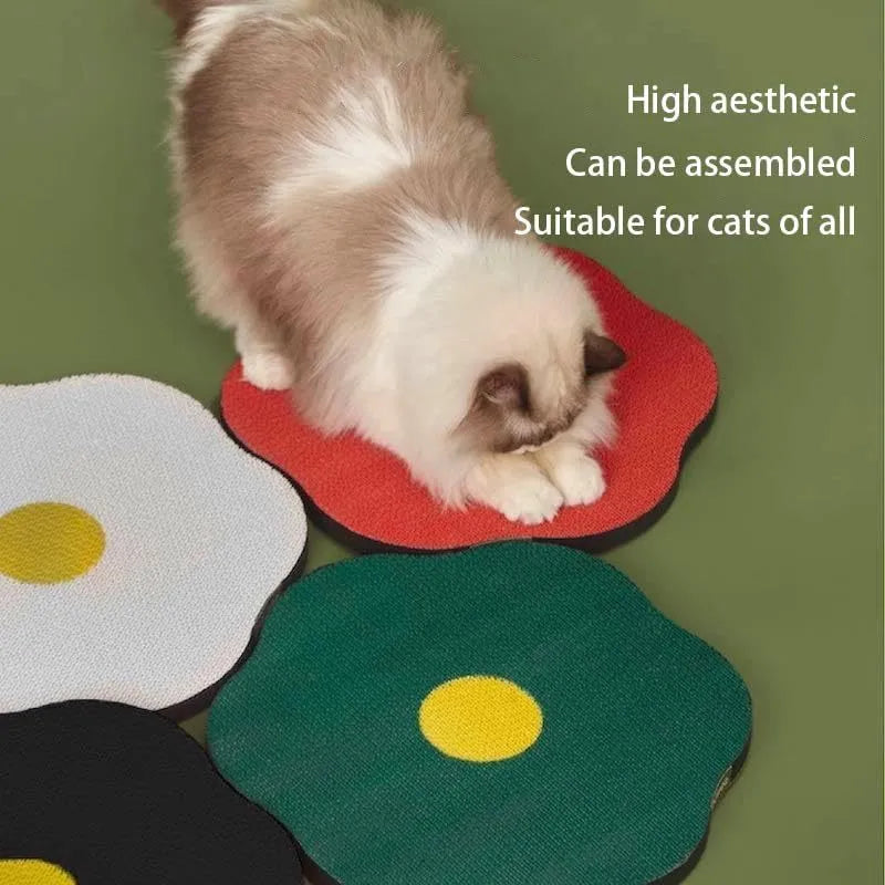 Wall mounted cat scratching board in grey colour with corrugated surface measuring 40x37cm