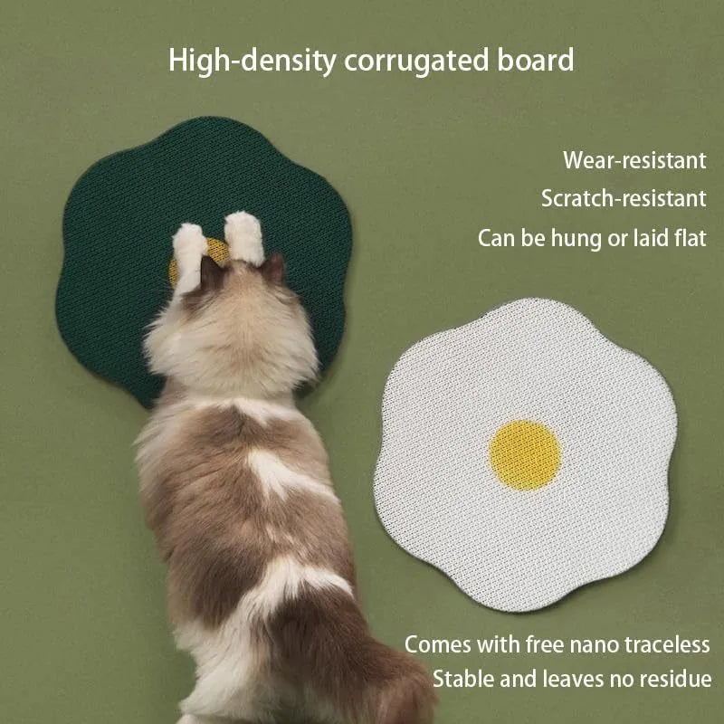 Wall mounted cat scratching board in grey colour with corrugated surface measuring 40x37cm