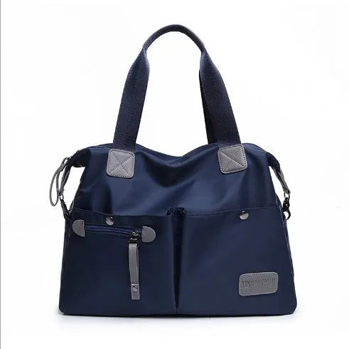 Ladies handbag shoulder bag Oxford fabric three-way carry multiple pockets Black size M