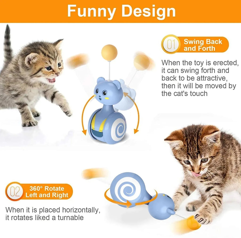 Interactive cat feather wand toy with rotating ball element in pink colour