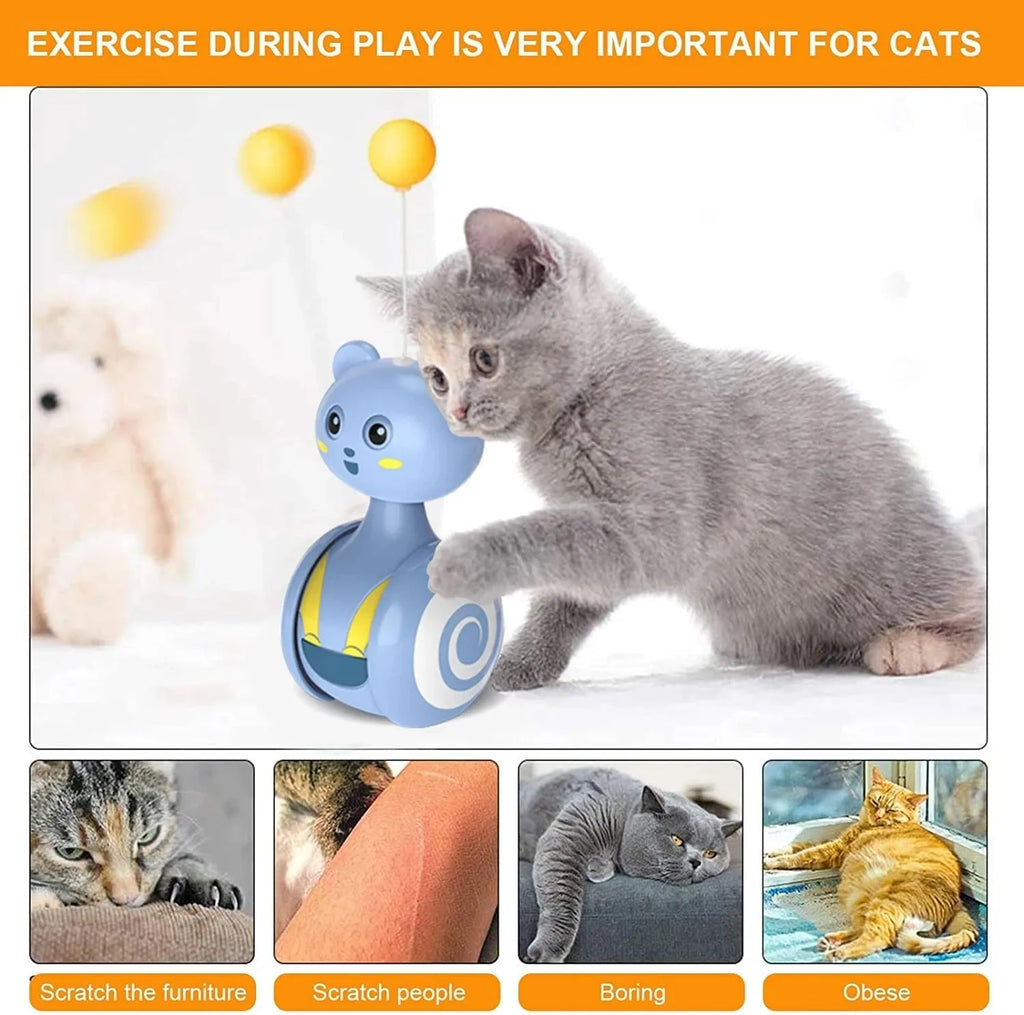 Interactive cat feather wand toy with rotating ball element in pink colour