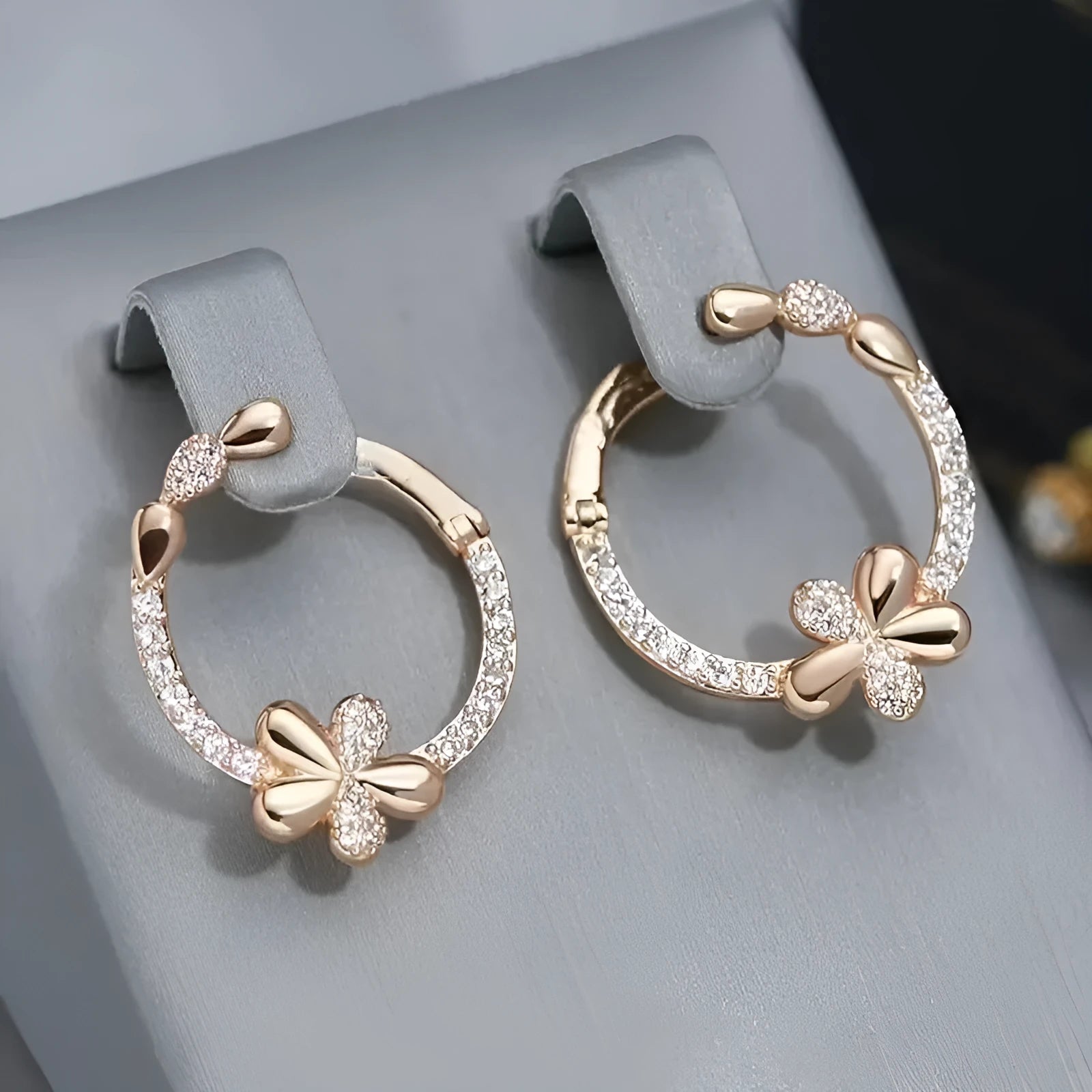 Round ring geometric earrings for women in electroplated copper colour EK13286-FD-01