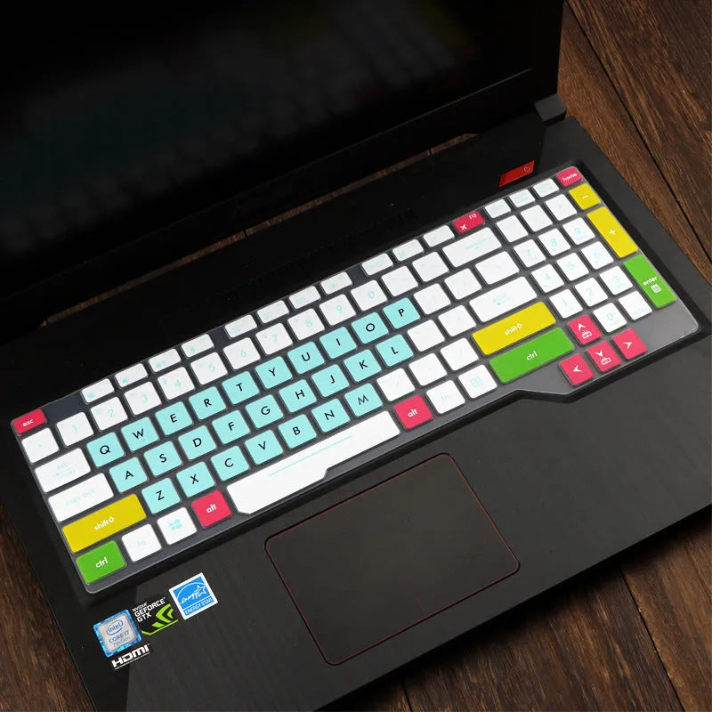 ASUS Flight laptop keyboard protective film cover shown in multiple colour options.