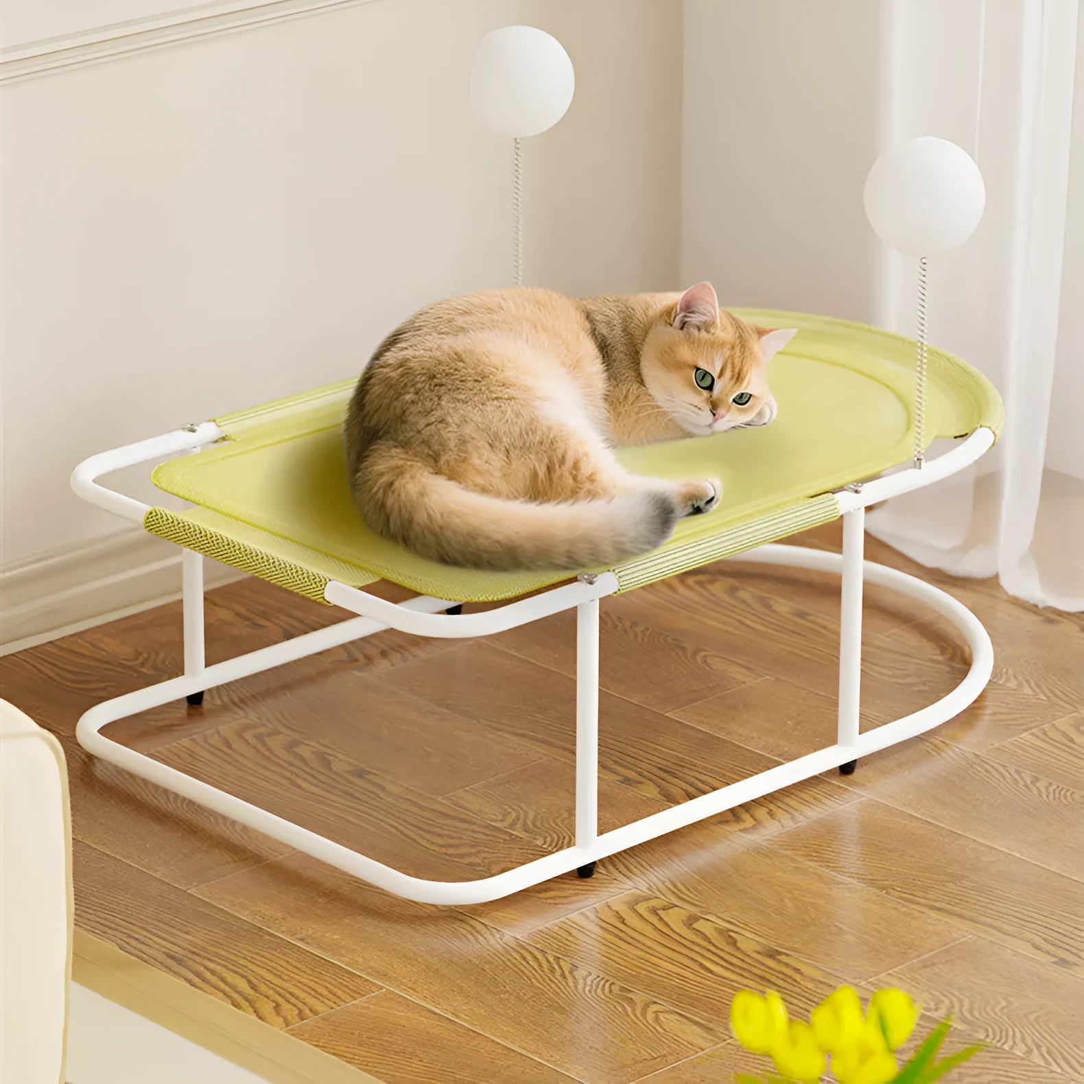 Large grey fabric cat kennel bed with breathable design for pet comfort