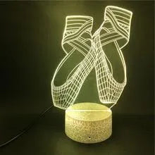 3D acrylic ballet dancing shoes LED night light on ABS base with remote control.