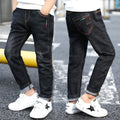 Boys' 95% cotton denim trousers mid waist blue size 140cm