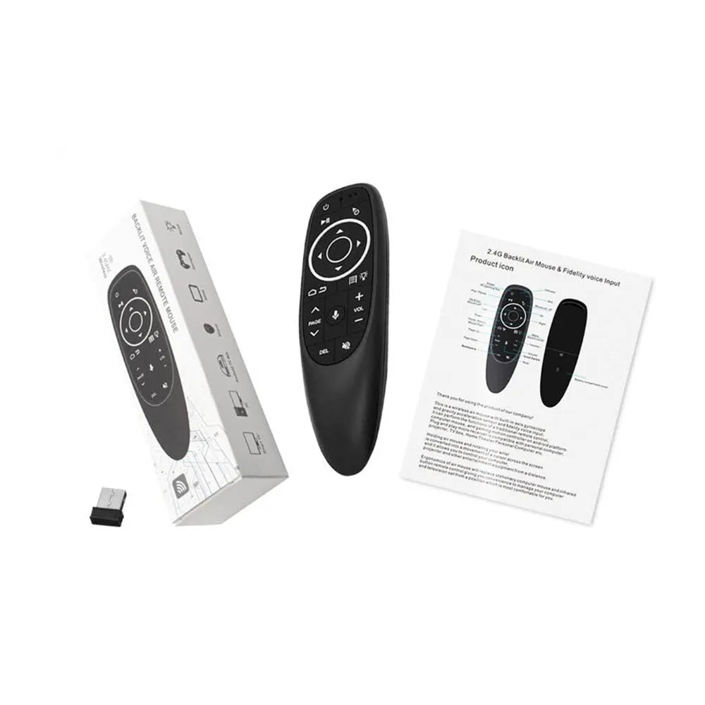 G10 series intelligent voice remote control with silicone buttons measuring 164mm in length