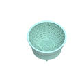 Cyan silicone pet licking mat slow feeder bowl with suction cup base, measuring 15.8cm across.