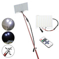 LED fishing rod light with telescopic pole showing 96 white LEDs and remote control